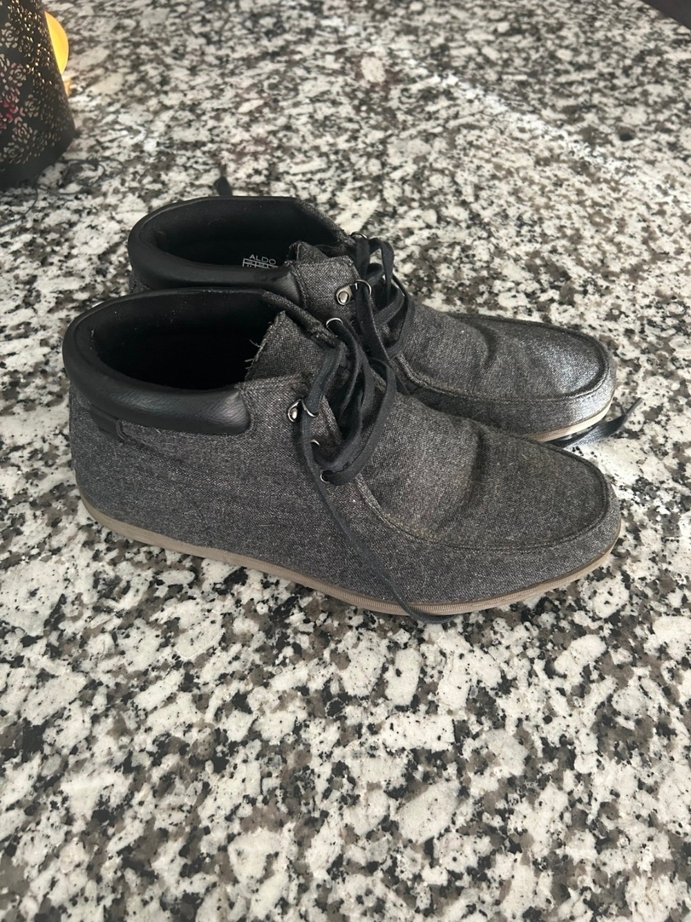 Aldo Women's Gray Ankle Booties with Black Collar